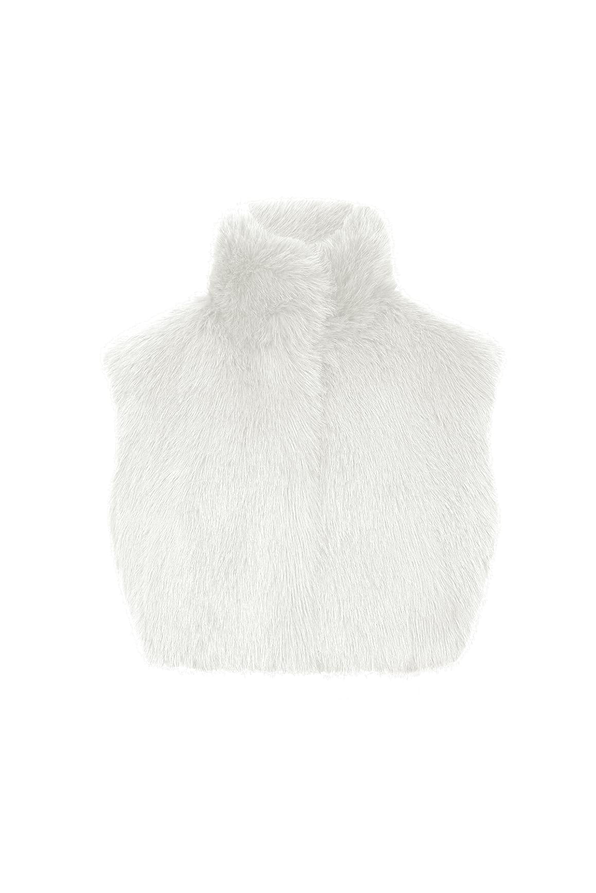 Black Alpine Cloud Faux Fur Vest by WISKII, featuring soft, plush faux fur with a stylish vest design.