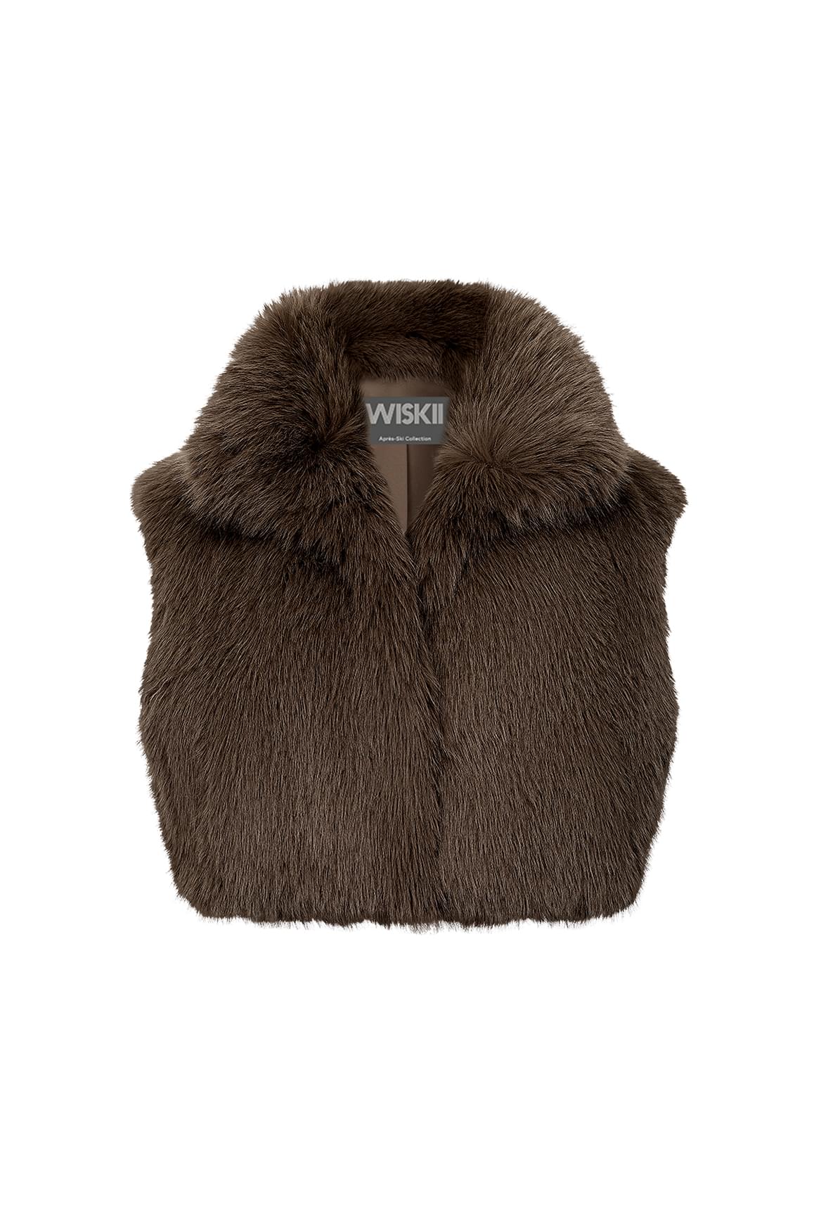 WISKII Alpine Cloud 黑松露色仿毛皮背心,具備柔軟蓬鬆的仿毛皮材質與時尚無袖設計