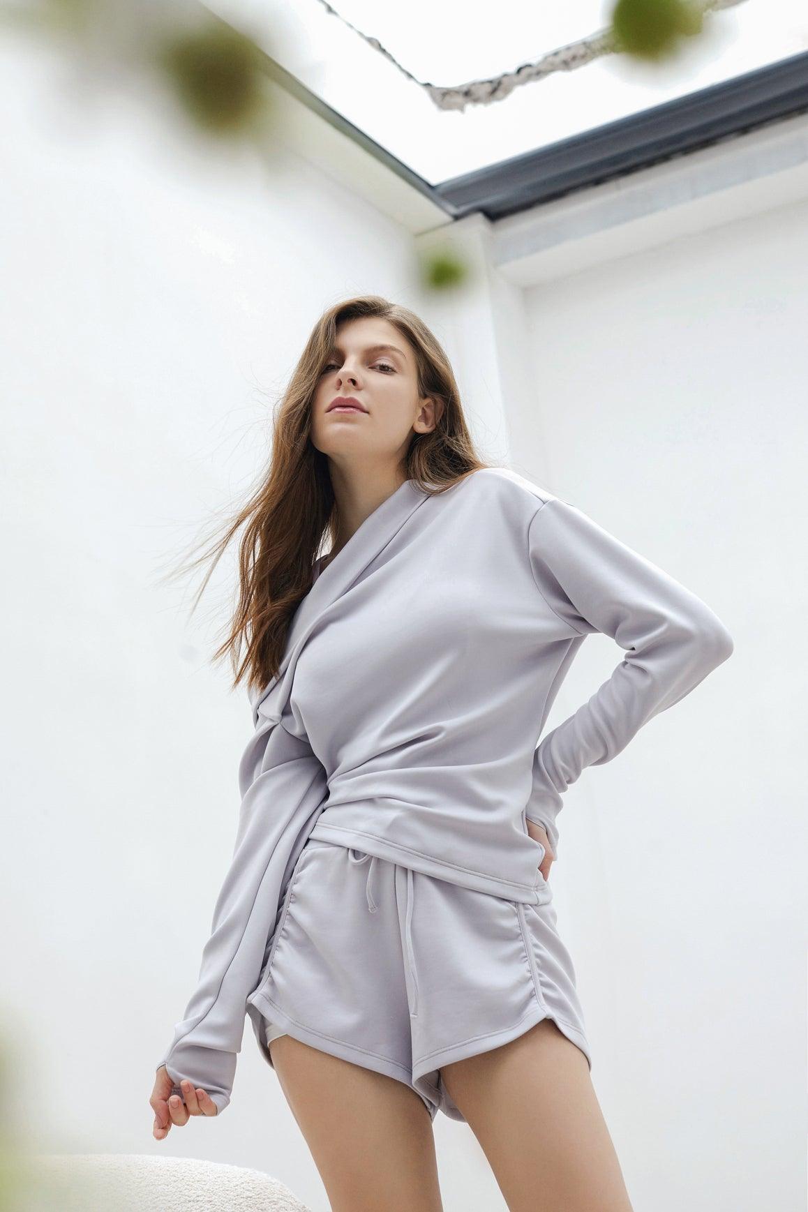 Model wears a Wiskii Lustre Fitness Shorts