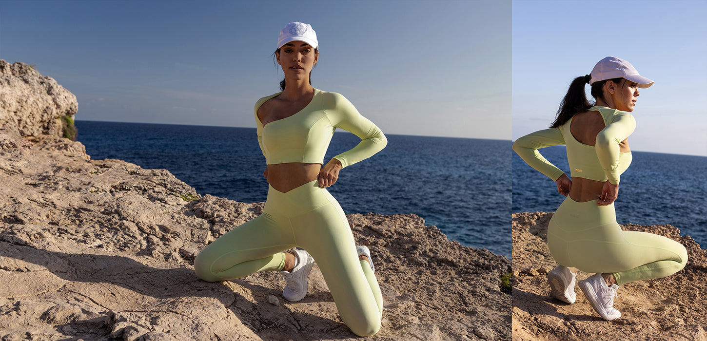 新品タグ付き WISKII ピンク スカラップ ヨガトレーニング　ウエアレギンス 新品タグ付き WISKII ピンク スカラップ ヨガトレーニング ウエア