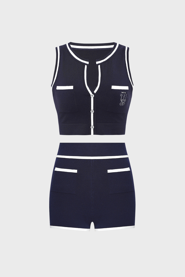 Mirto Knit Button Tank Top & Mirto Knit Mini Short