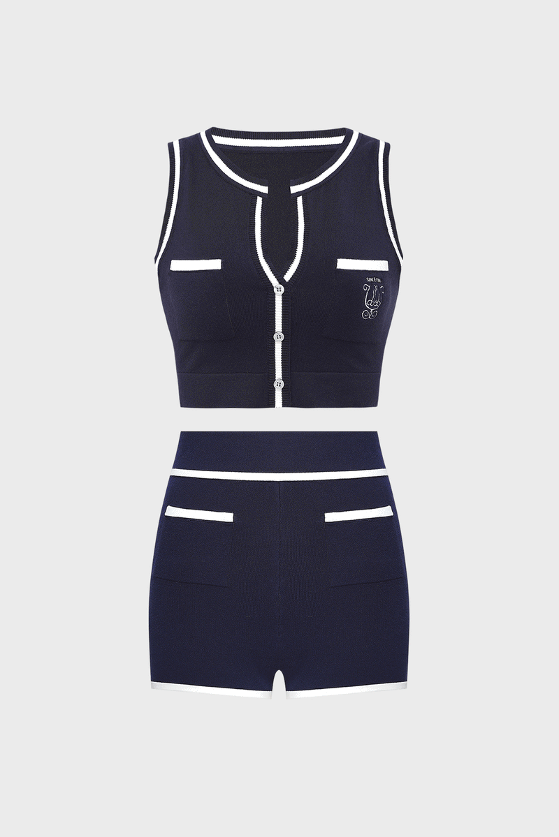 Mirto Knit Button Tank Top & Mirto Knit Mini Short