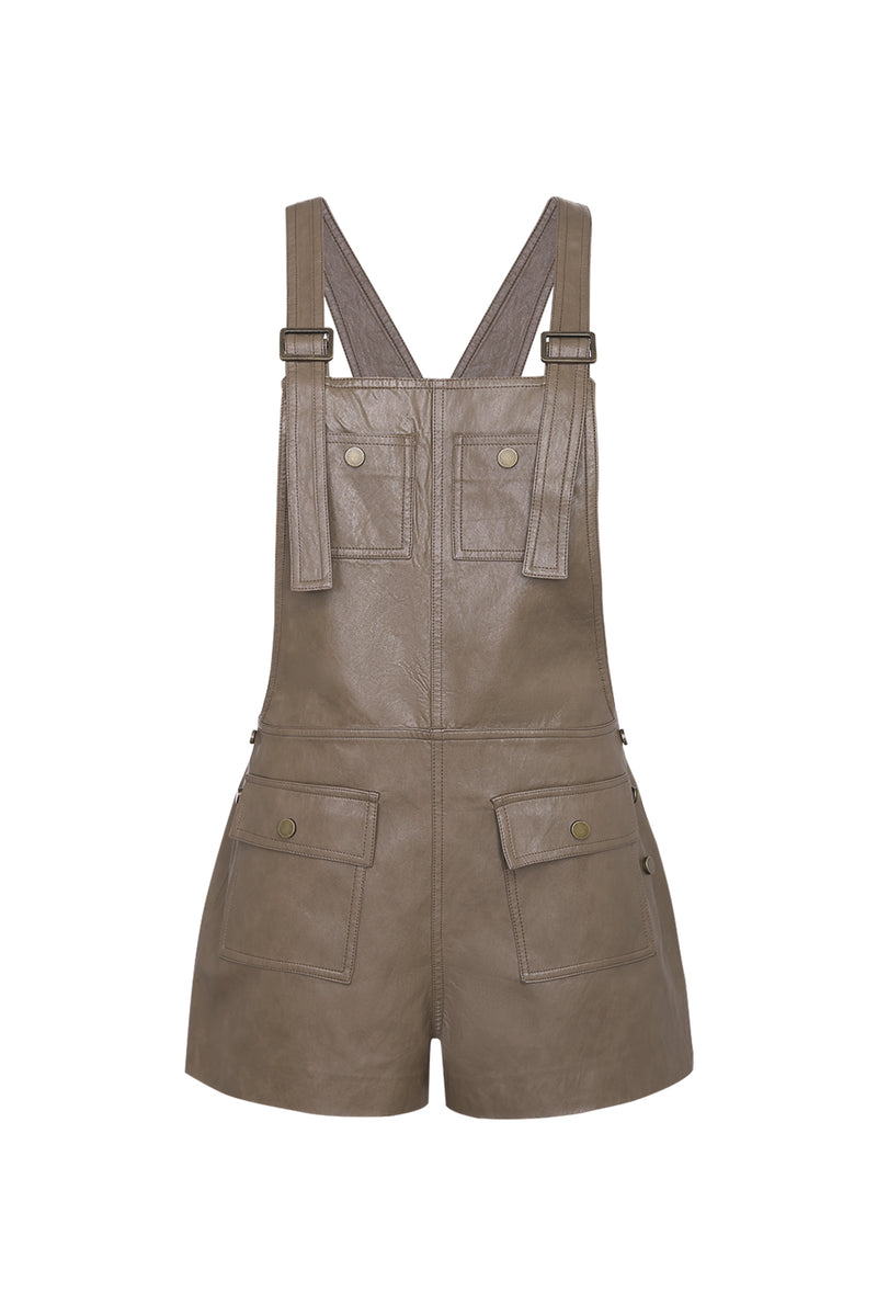 Faux Leather Overall Shorts