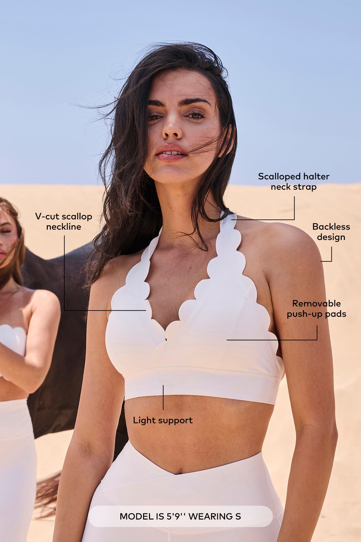 V-Cut Scallop Halter Bra