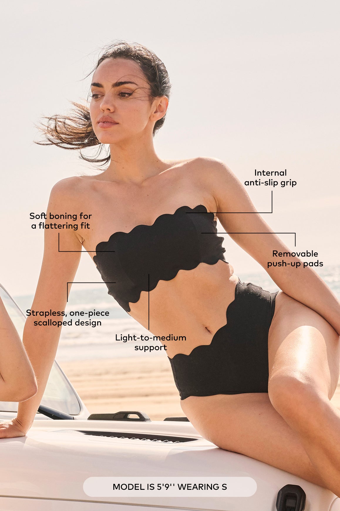 WISKII スカラップストラップレスブラ