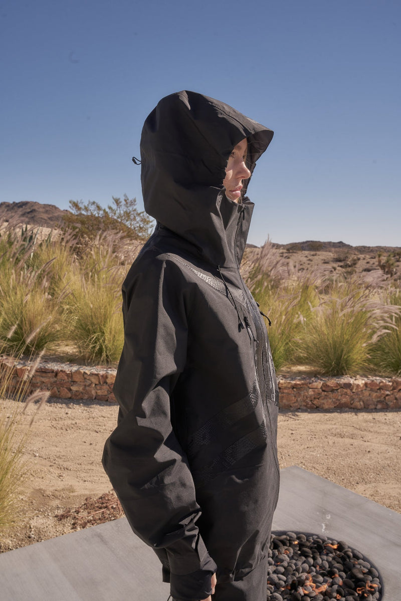 model wears WISKII 3L Waterproof Hardshell Performance Jacket