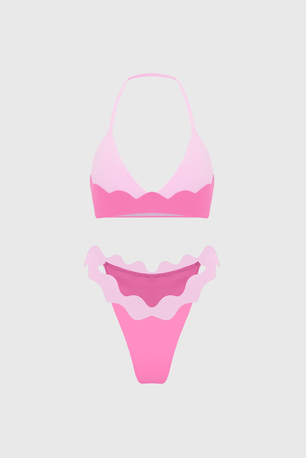 Riviera Scallop Contrast Halter Bra & Riviera Scallop Contrast Bikini Bottom