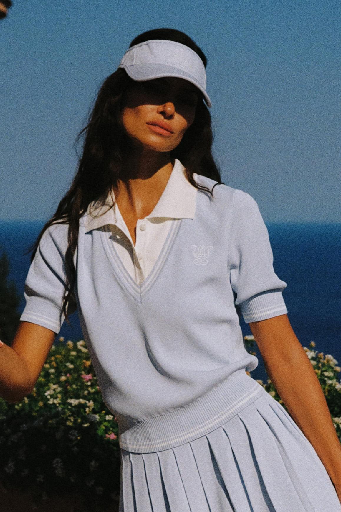 Riviera Layered Collared Knit Top.