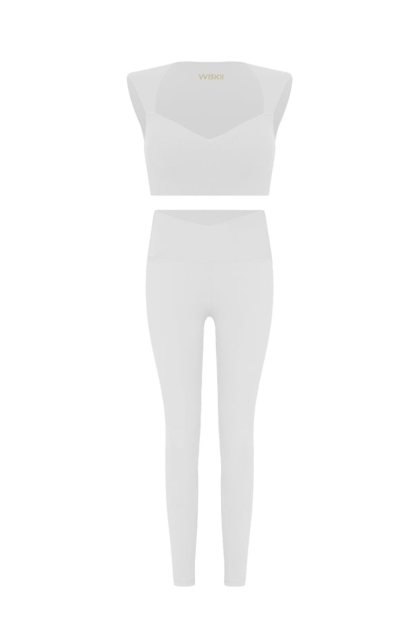 Model wears Elegant Bra Tank + V-Waist Yoga Legging | WISKII ACTIVE