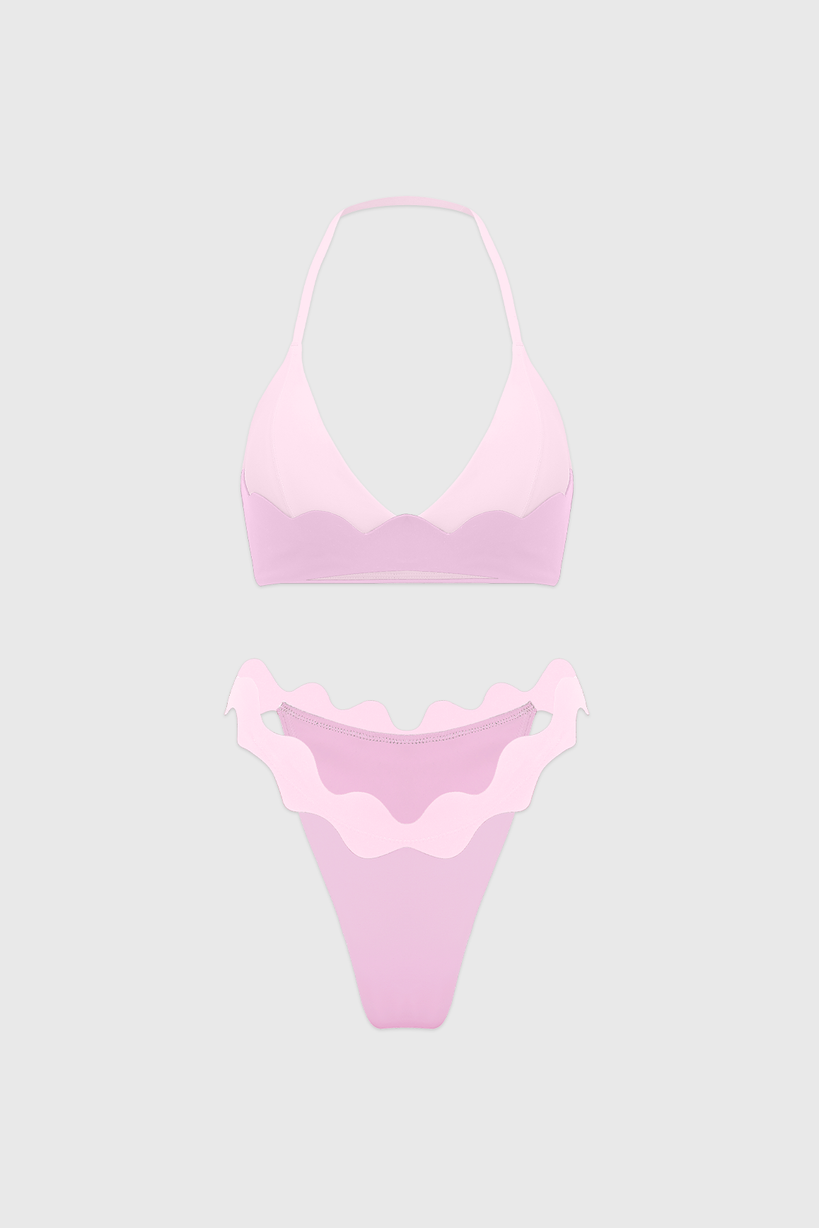 Riviera Scallop Contrast Halter Bra & Riviera Scallop Contrast Bikini Bottom