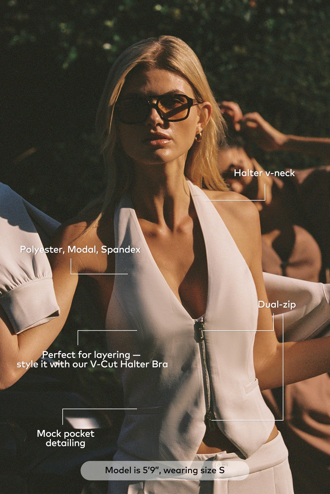 Mere Dual-Zip Halter Vest