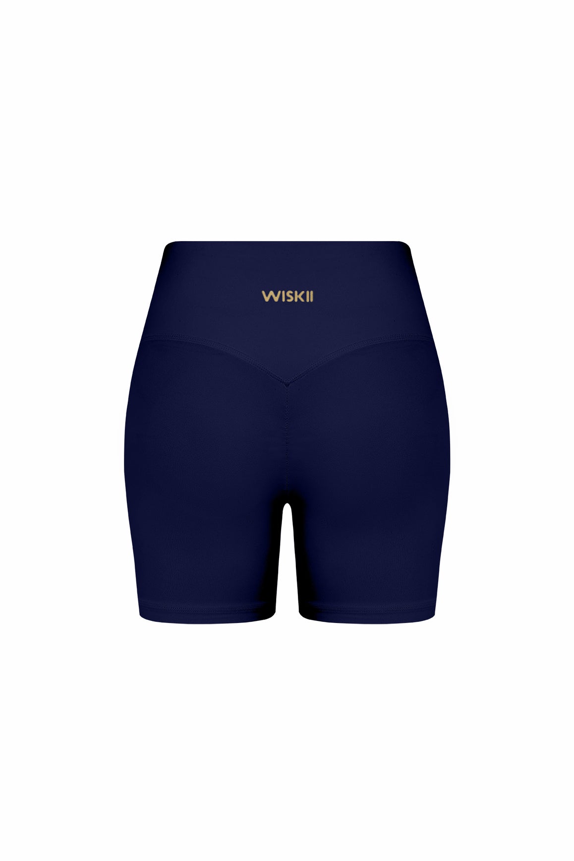 WISKII Riviera V-Waist Scrunch Shorts in lightweight fabric with V-shaped waist and scrunch detail, displayed flat.