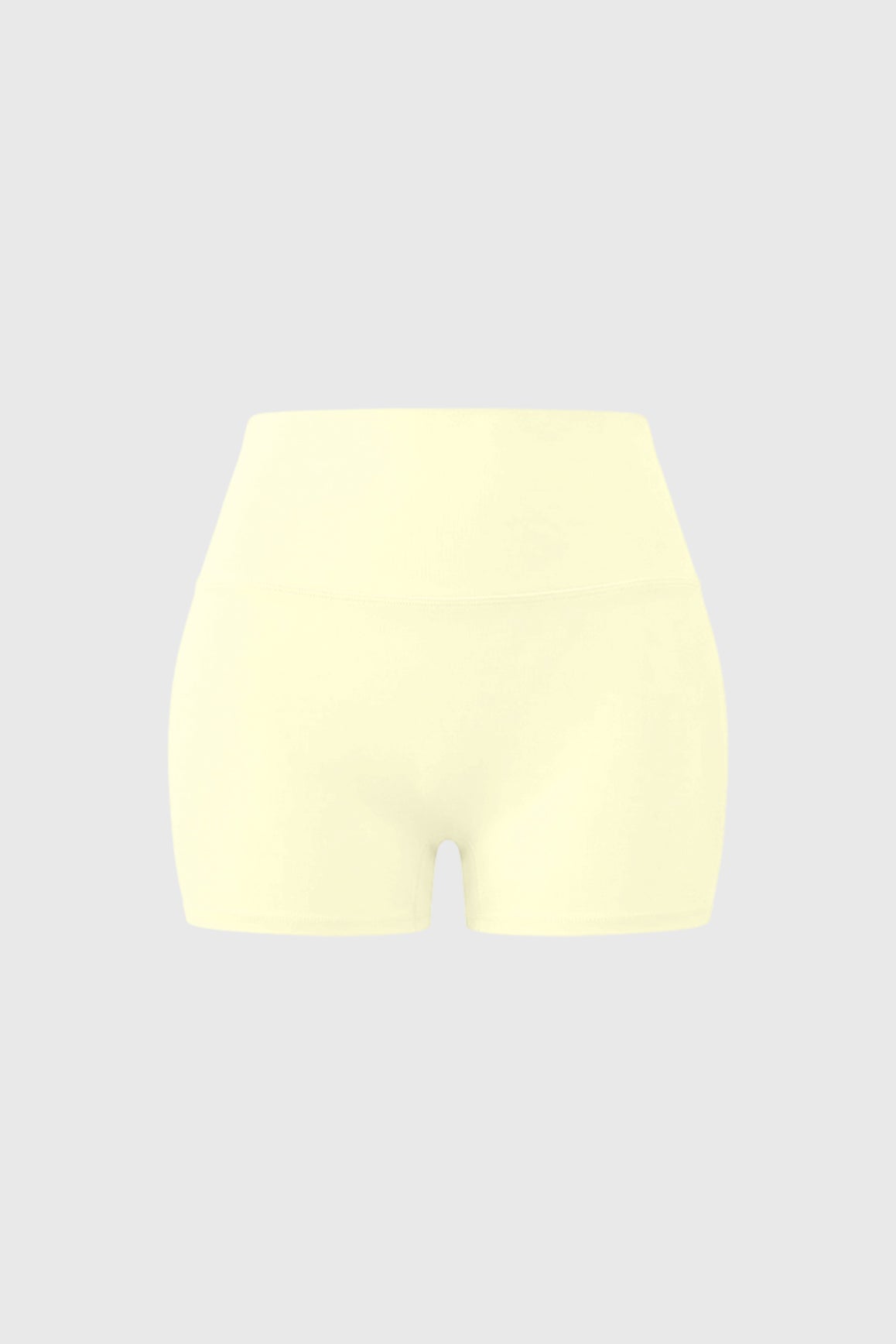 WISKII Riviera high rise scrunch shorts in light denim, featuring a fitted waist and casual style, shown on a model.