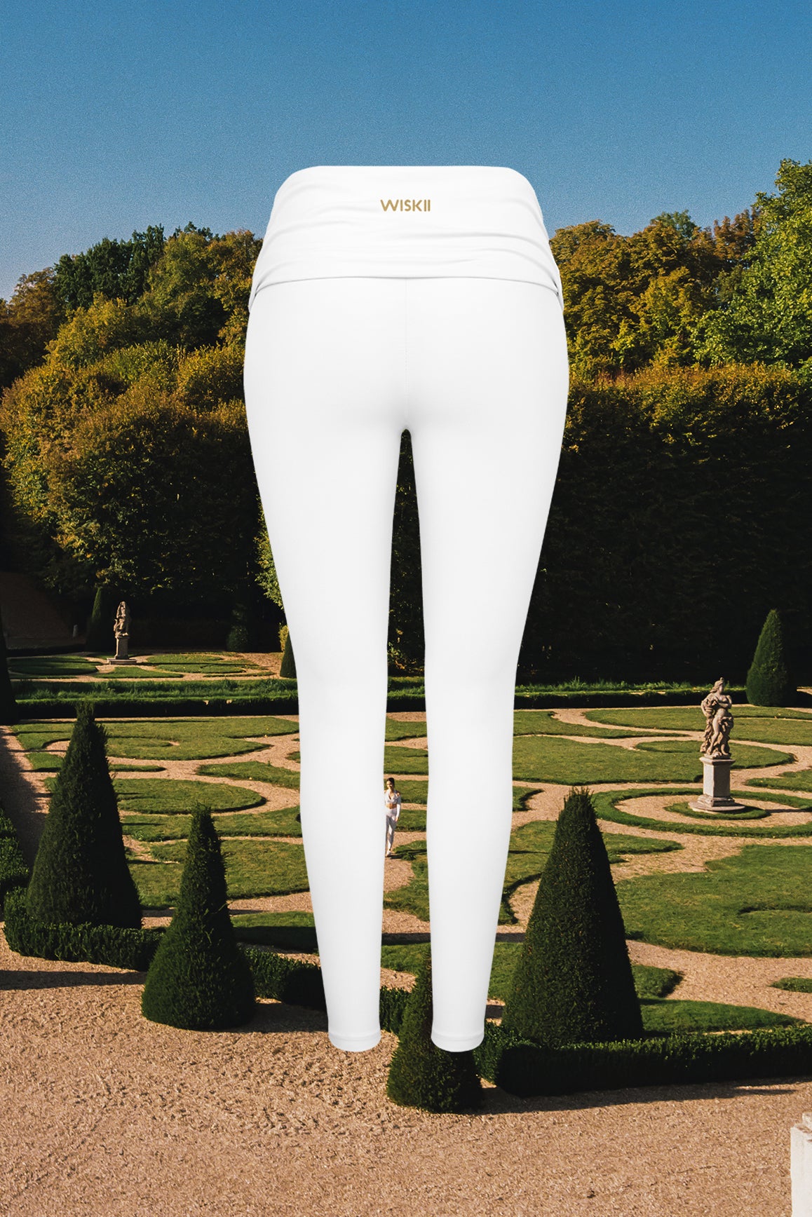 Draped Fold-Over Low-Rise Scrunch Leggings