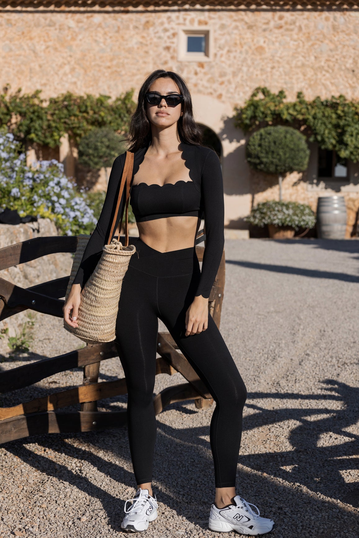 Scallop Cropped Long Sleeve Top