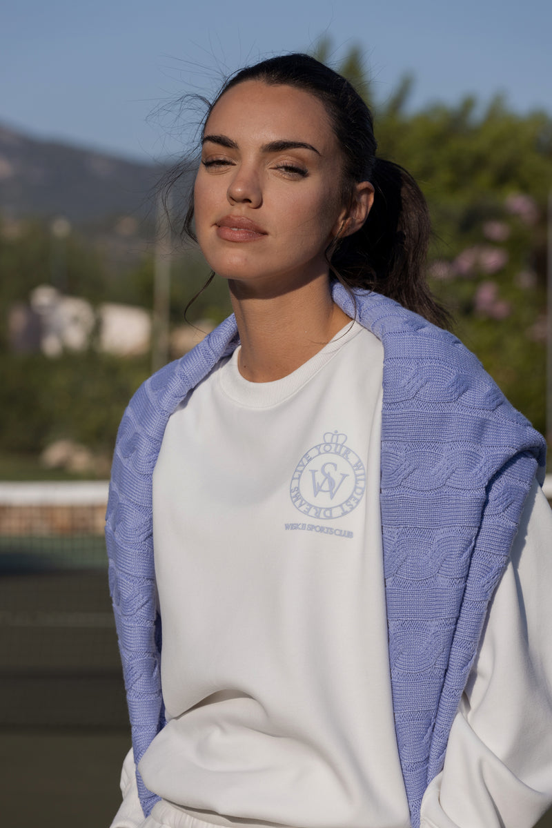 Model wears Essential Crewneck Swearshirt | WISKII