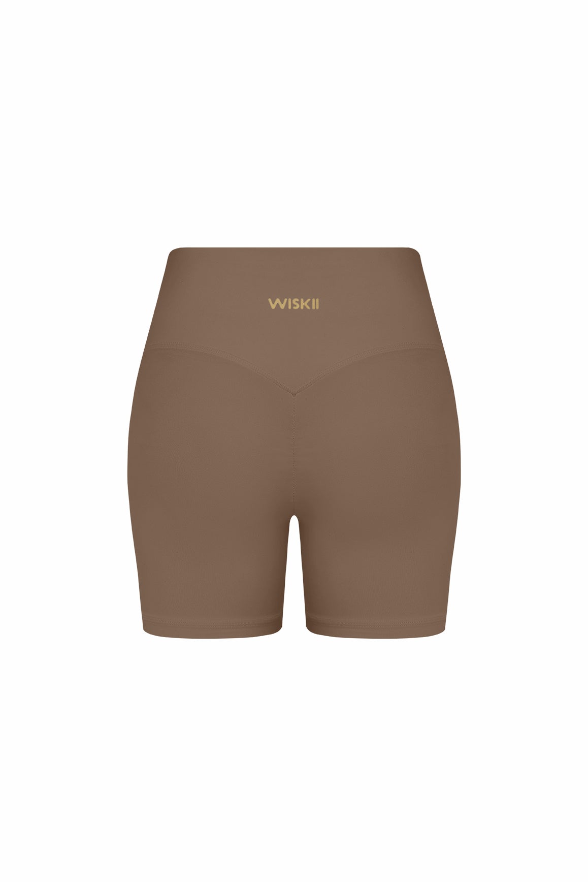 WISKII Riviera V-Waist Scrunch Shorts in lightweight fabric with V-shaped waist design, shown in a casual style.