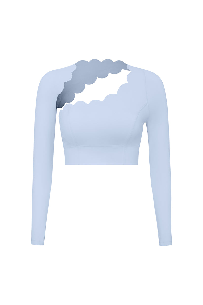 Asymmetrical Long Sleeve Crop Top | heavenlyblue | WISKII Active