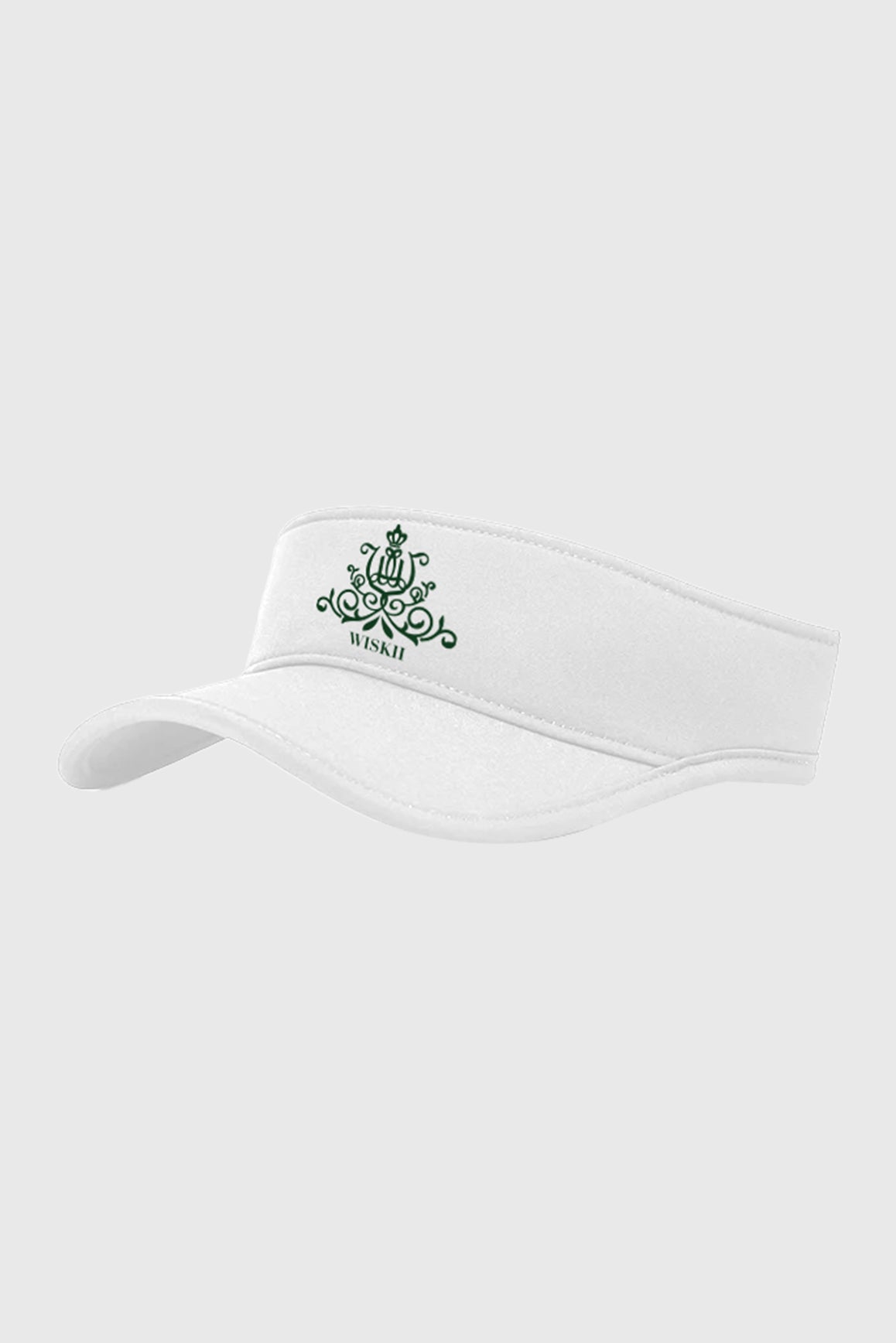 WISKII Clubhouse Retro visor in white and green with a sporty, stylish design, perfect for outdoor accessories.