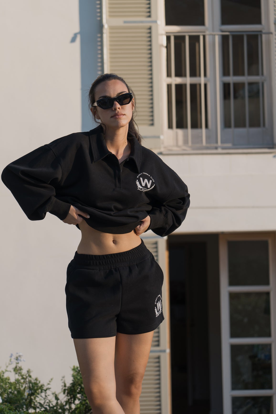 Model wears Polo Button Front Sweatshirt | WISKII