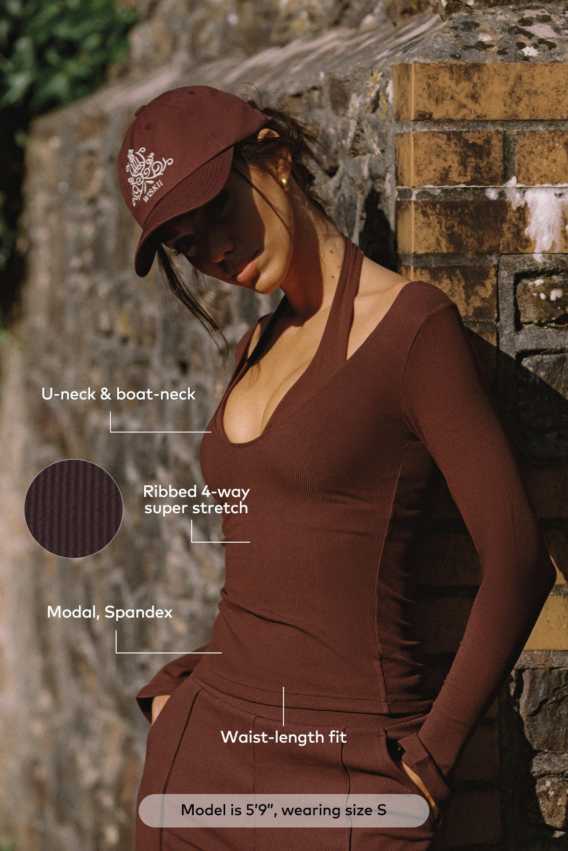 WISKII duo long sleeve top featuring a stylish, fitted long sleeve design in soft, breathable fabric for casual wear.