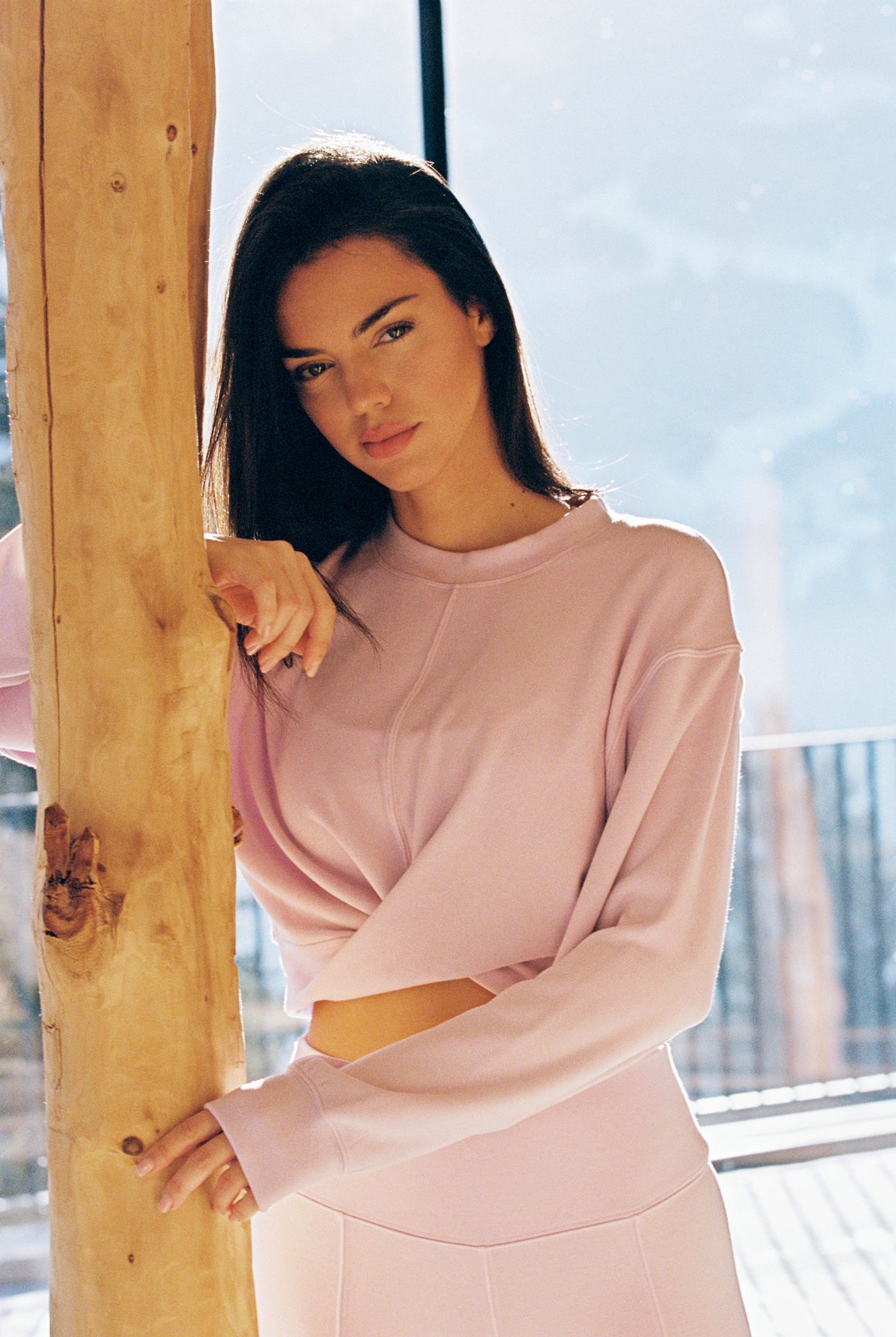 Model wears Twist Long Sleeve Top - WISKII Active | Ballet Blush