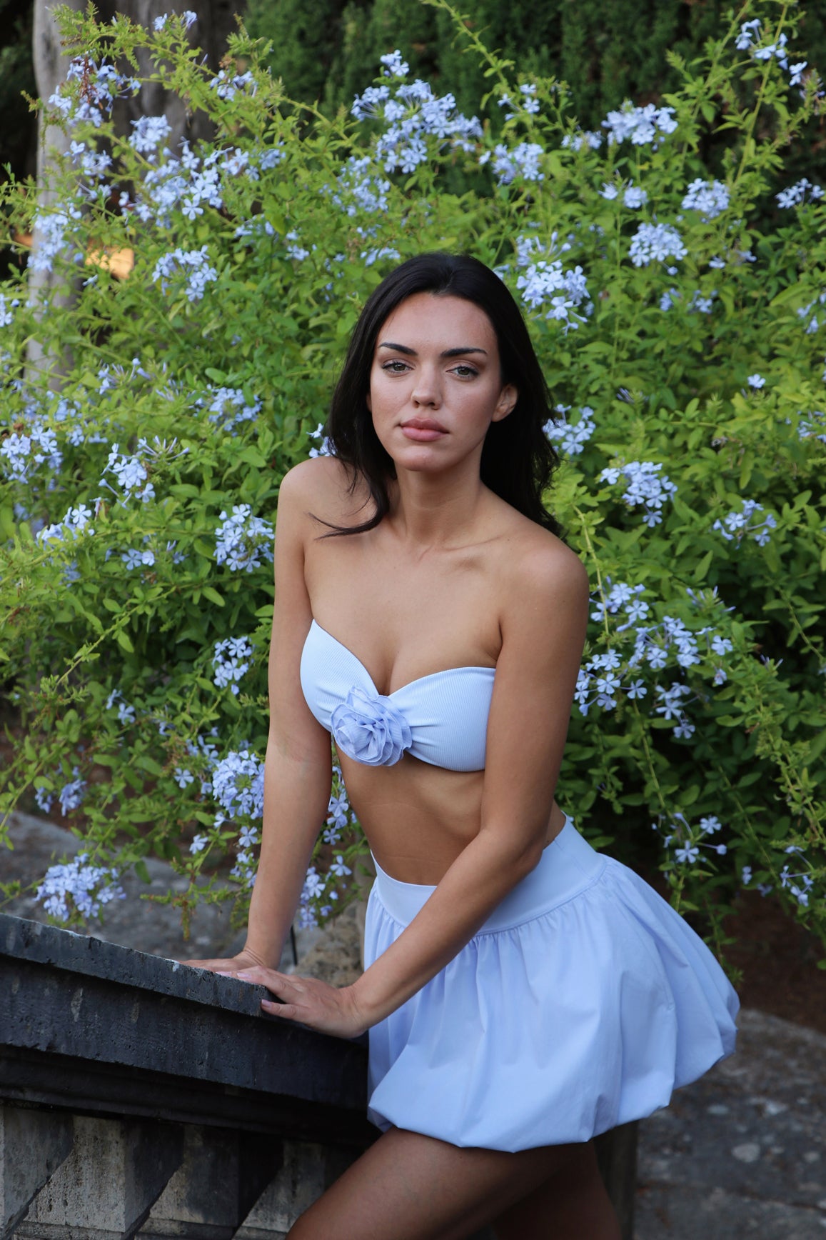 WISKII Strapless Floral Bra | blue floral bra