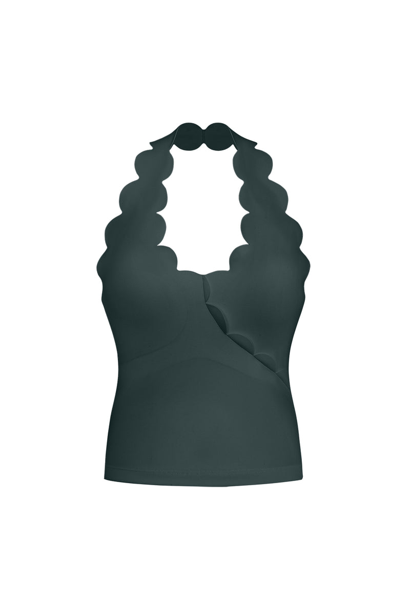 Riviera Scallop Halter Bra Tank | WISKII Active | Deep Sea