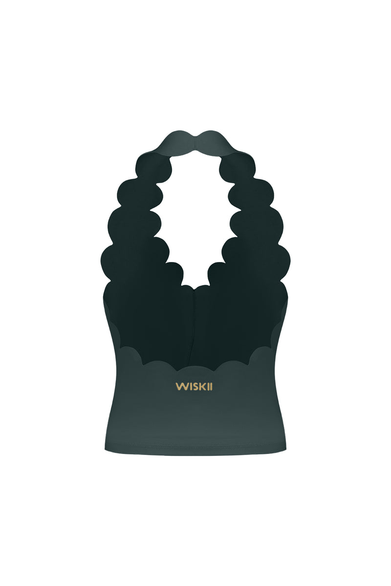 Riviera Scallop Halter Bra Tank | WISKII Active | Deep Sea