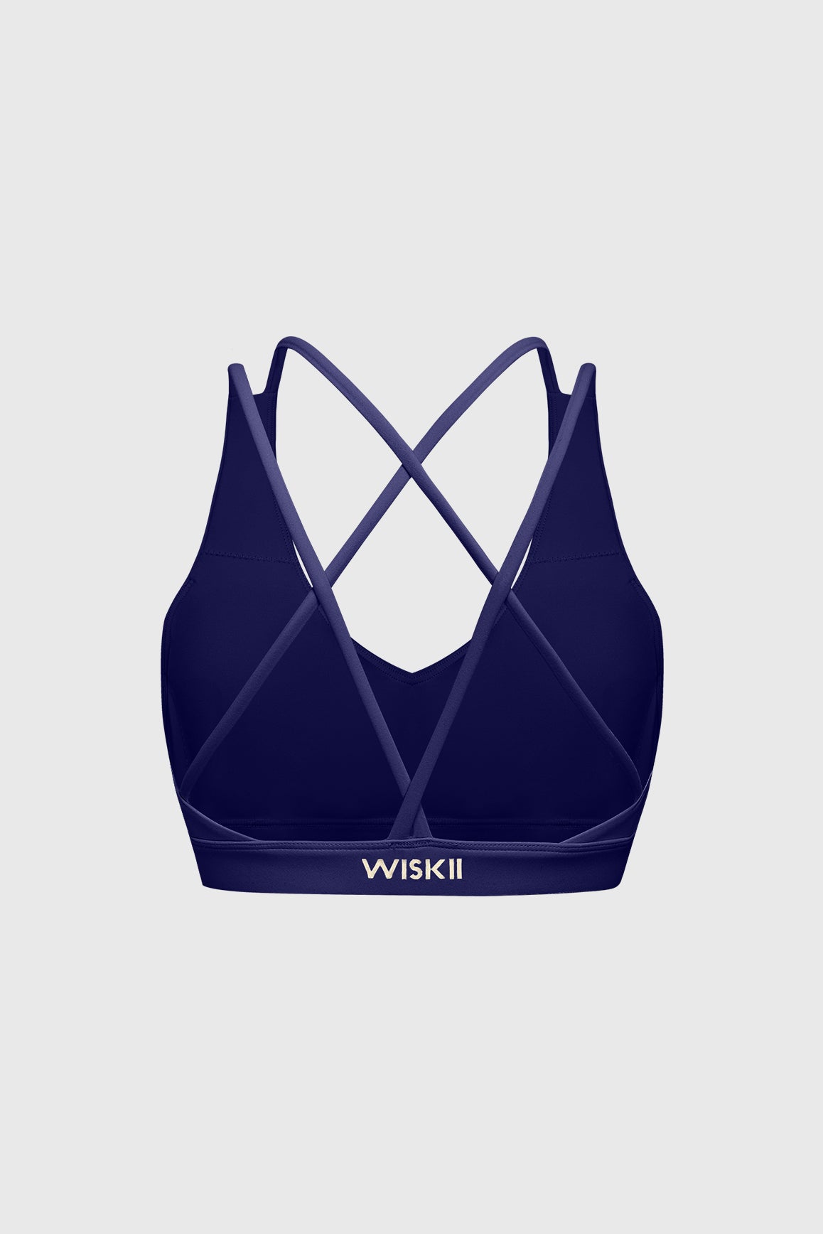 Scoop Neck Crossback Bra | Midnight Blue sports bra featuring a strappy criss-cross back and scoop neckline | WISKII Active