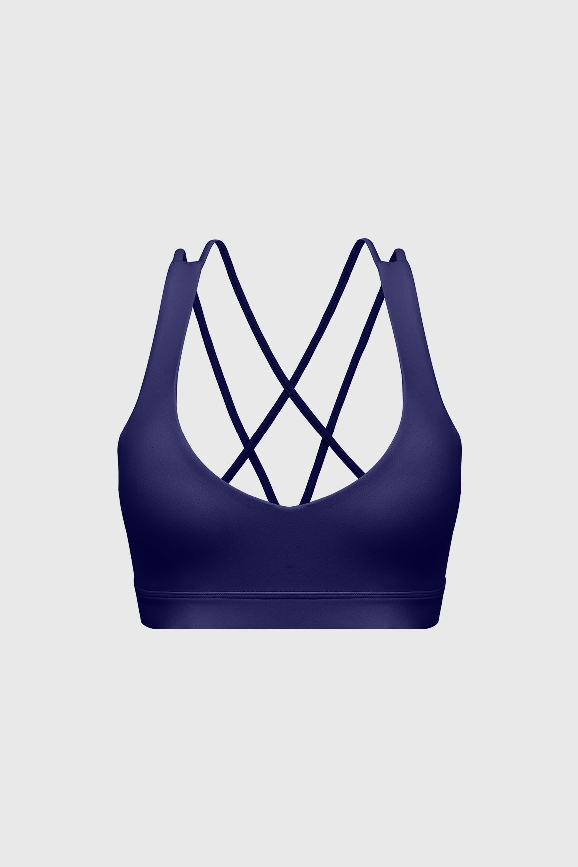 Scoop Neck Crossback Bra | Midnight Blue sports bra featuring a strappy criss-cross back and scoop neckline | WISKII Active