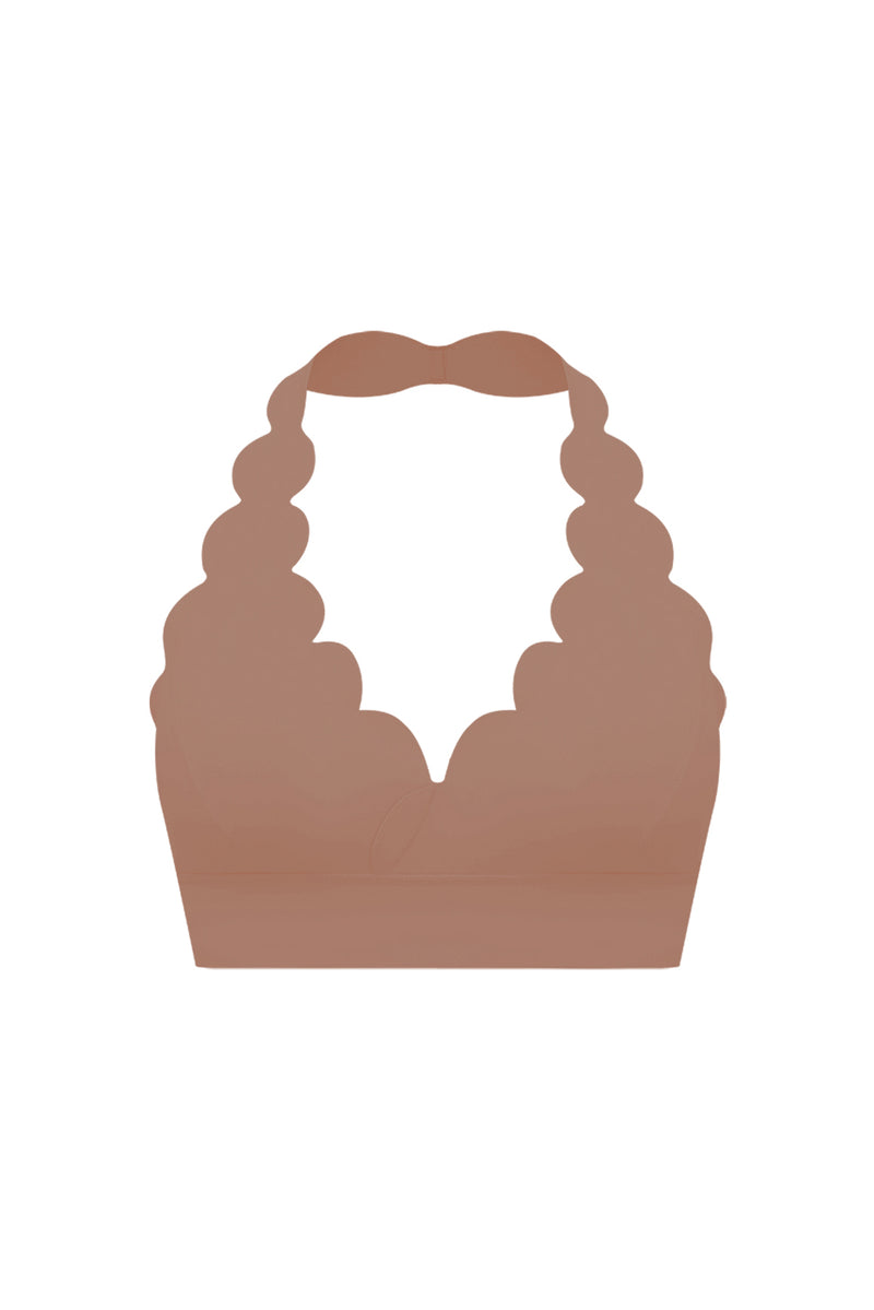 V-Cut Scallop Halter Bra | Tuscan Tan | WISKII Active