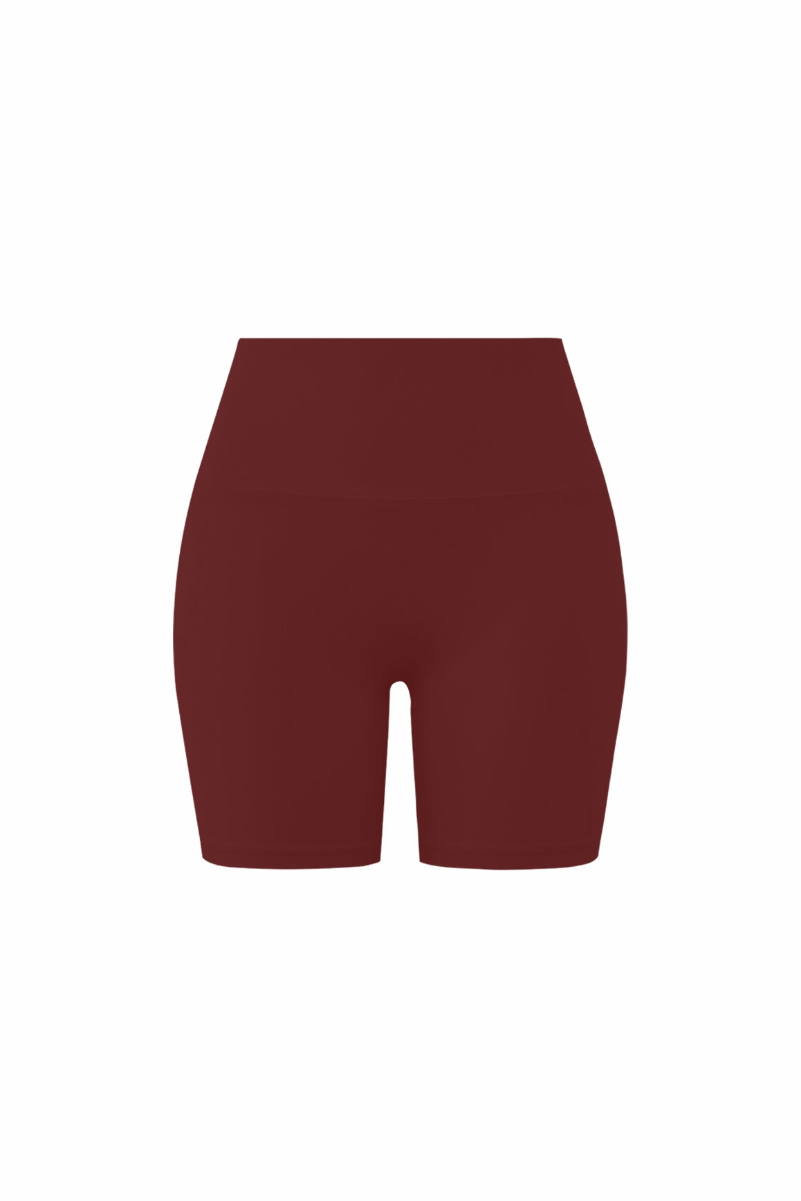 WISKII high-waist Vigor scrunch shorts in mulled wine color, featuring a fitted waistband and stylish design for active or casual wear.