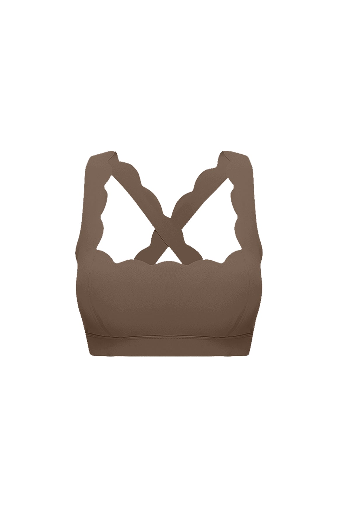 WISKII Cross Back Sports Bra showing its supportive design and stylish cross-back straps on a neutral background