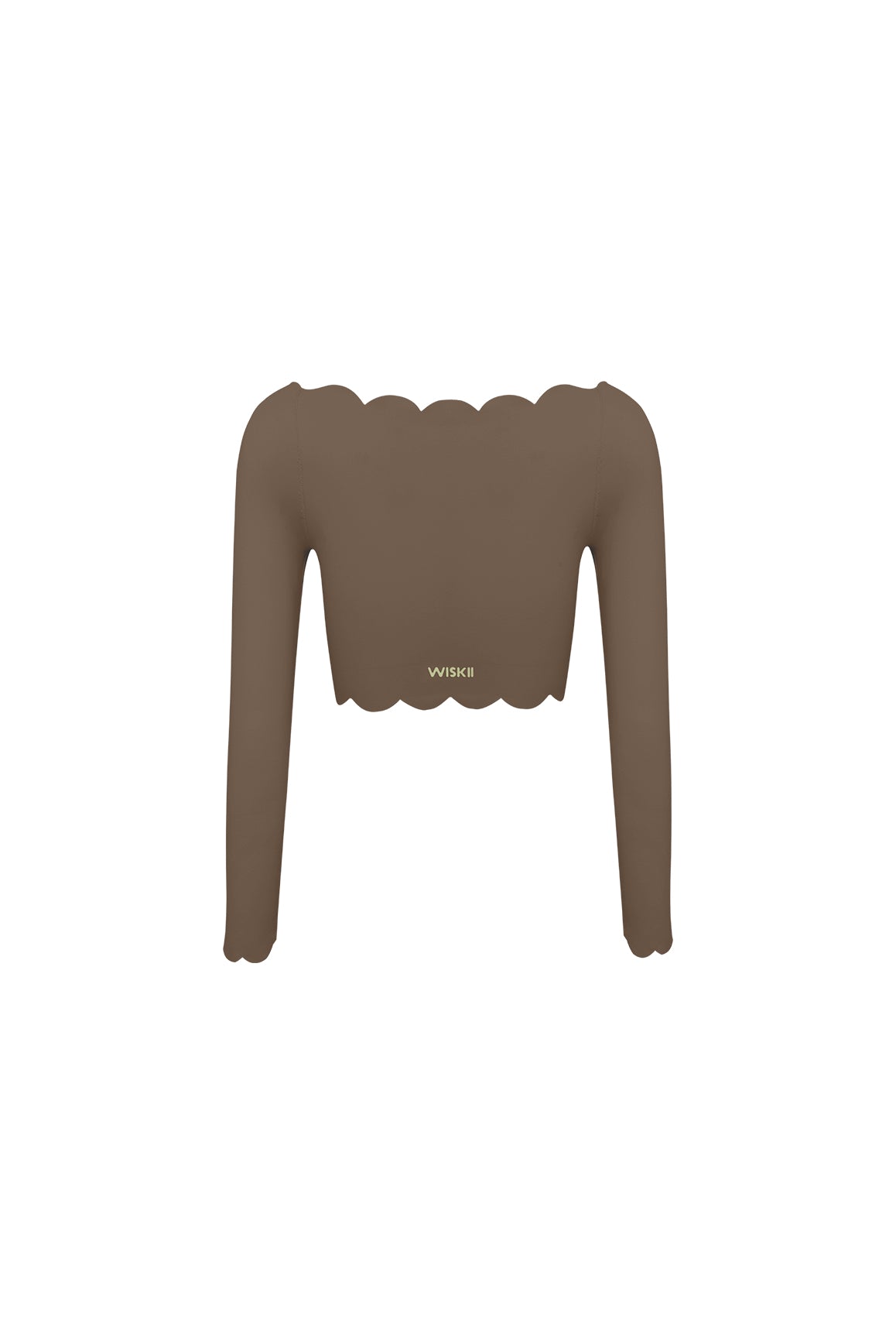 WISKII off-shoulder long sleeve crop top in black, featuring a fitted design and stylish neckline, perfect for casual wear.