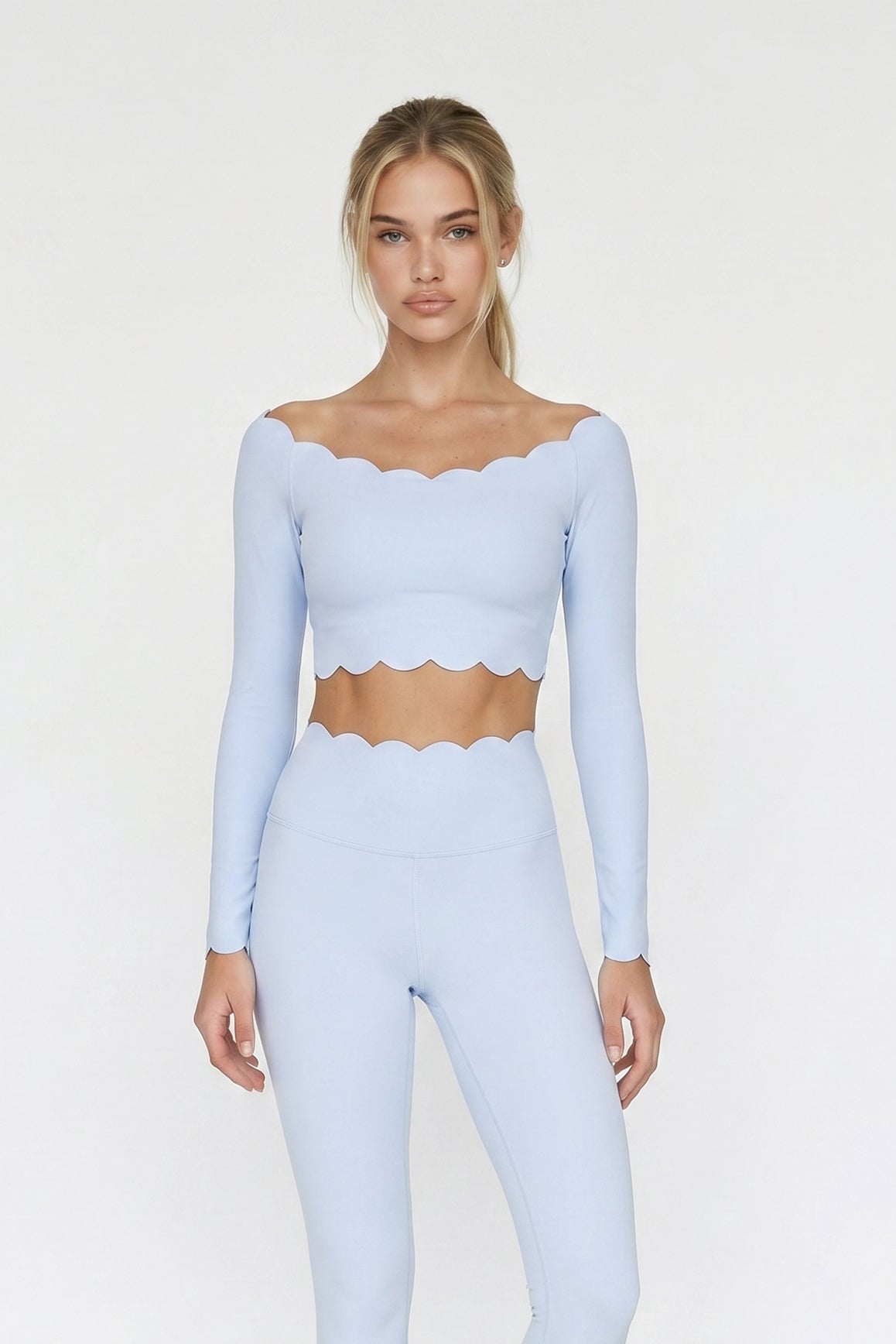 Off Shoulder Long Sleeve Crop Top