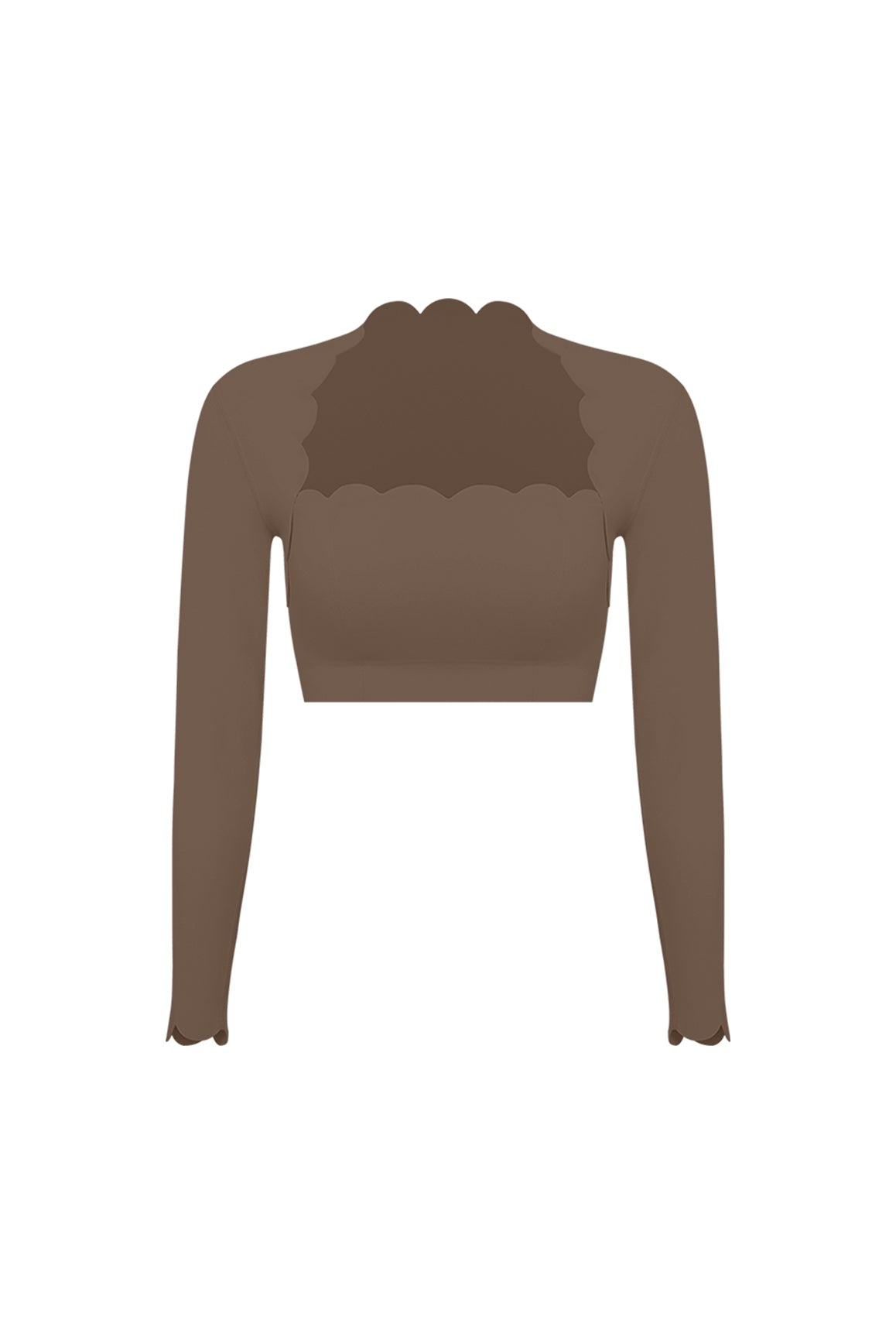 Scallop Cropped Long Sleeve Top