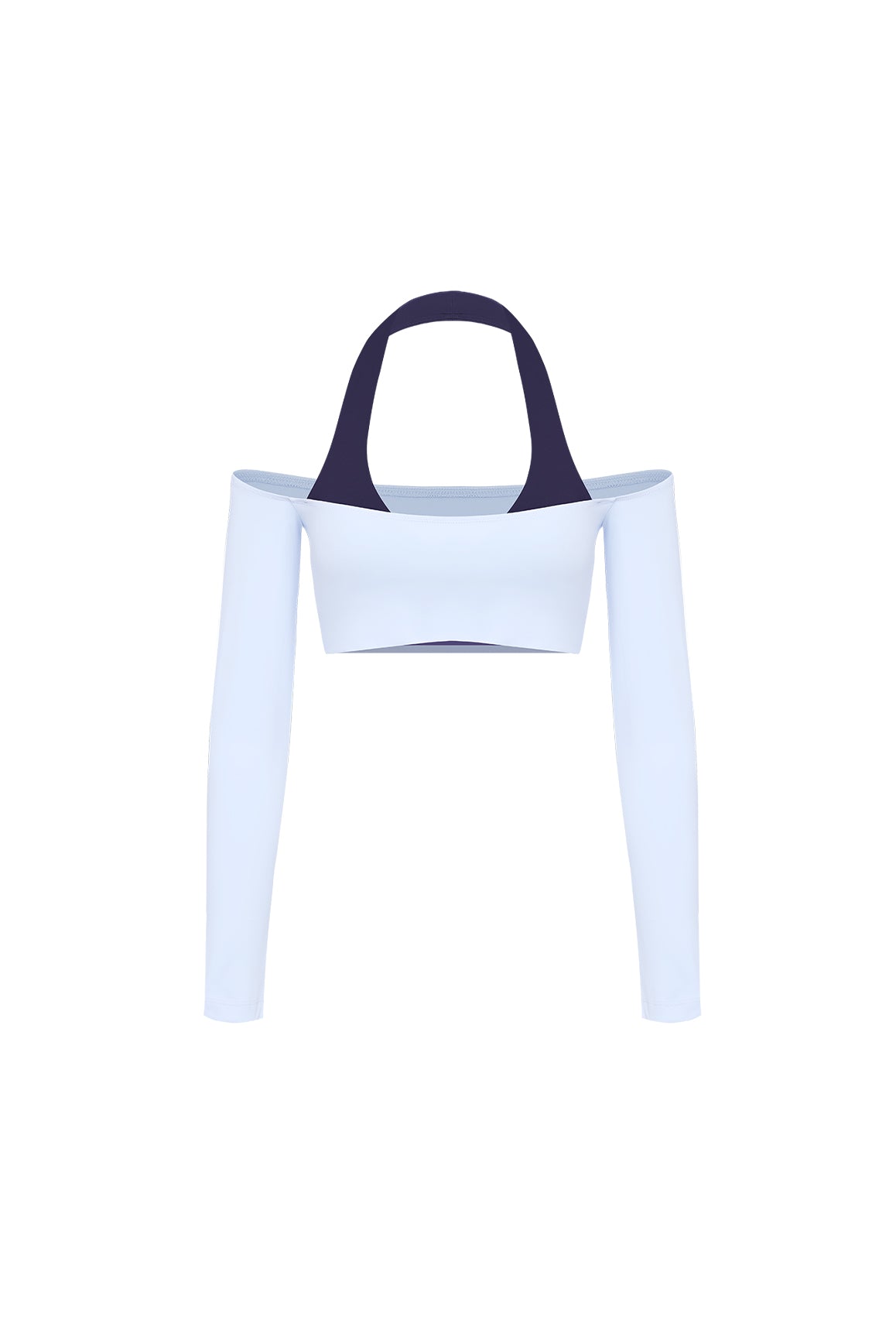 Off-Shoulder Colorblock Long Sleeve Crop Top