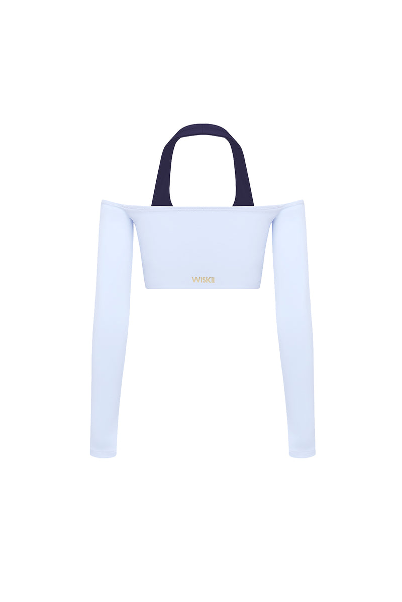 オフショルダー長袖クロップトップ