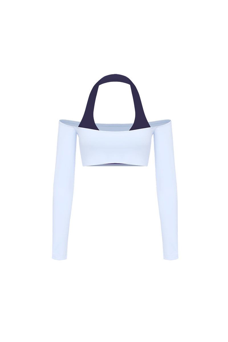 オフショルダー長袖クロップトップ