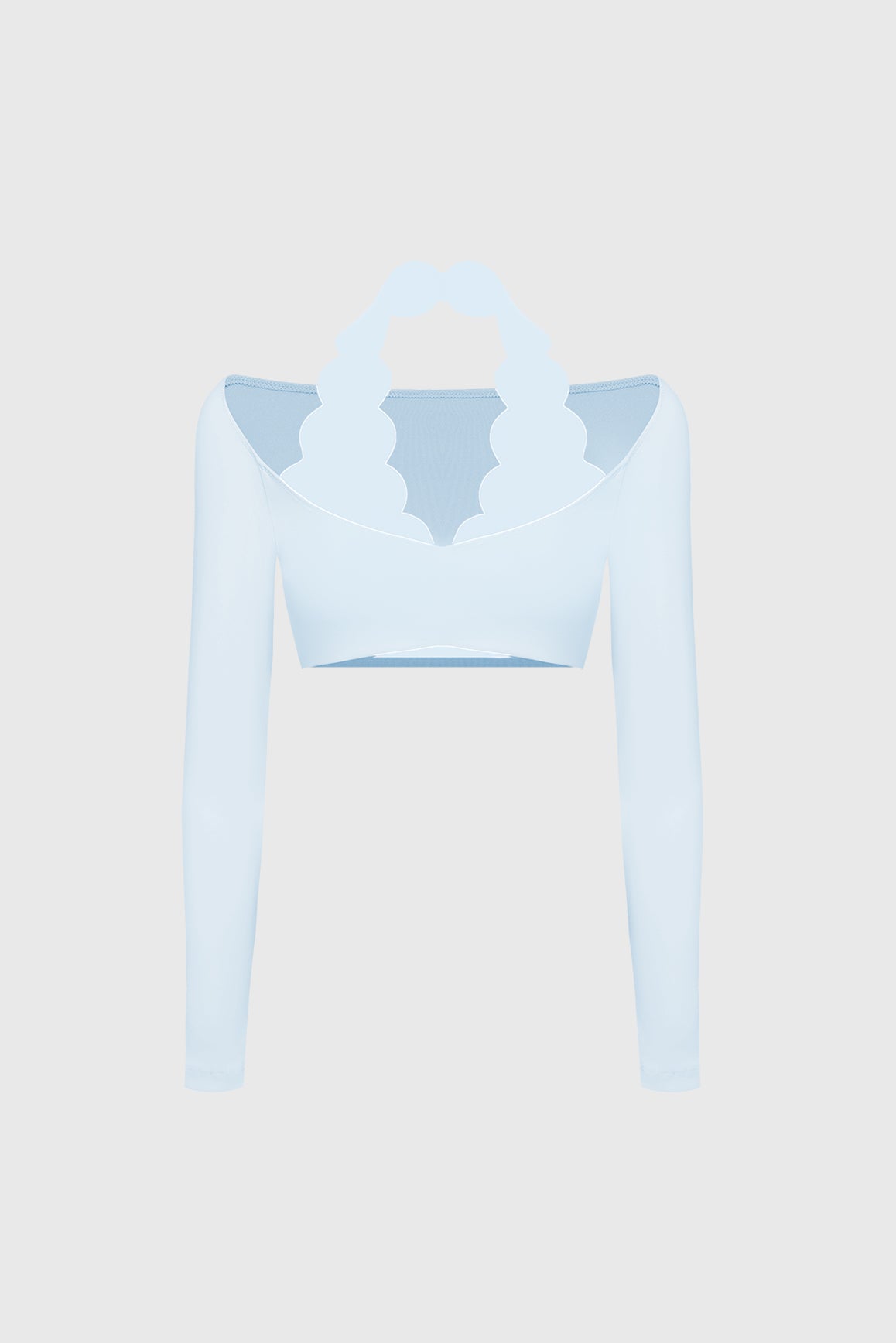 Long Sleeve Scallop Crop Top