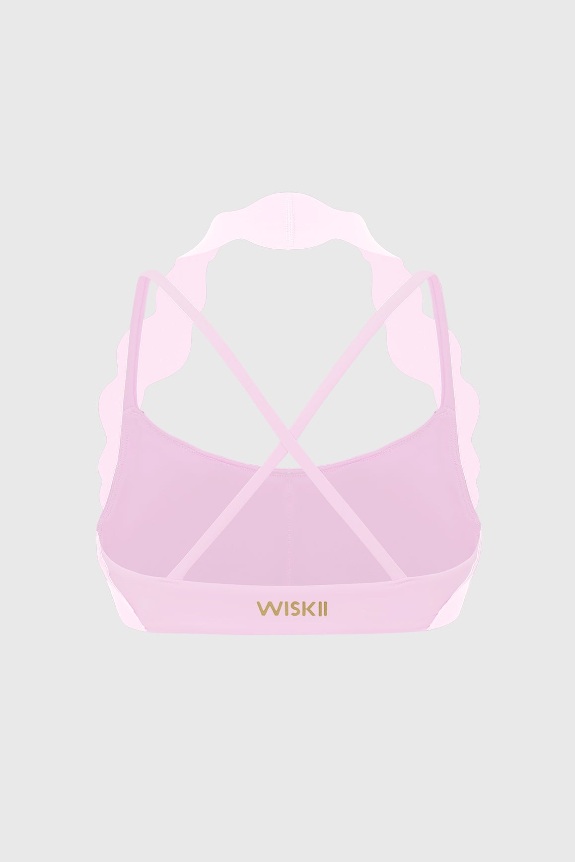 WISKII scallop-halter contrast tank bra with soft fabric, featuring a stylish scalloped neckline and supportive design.