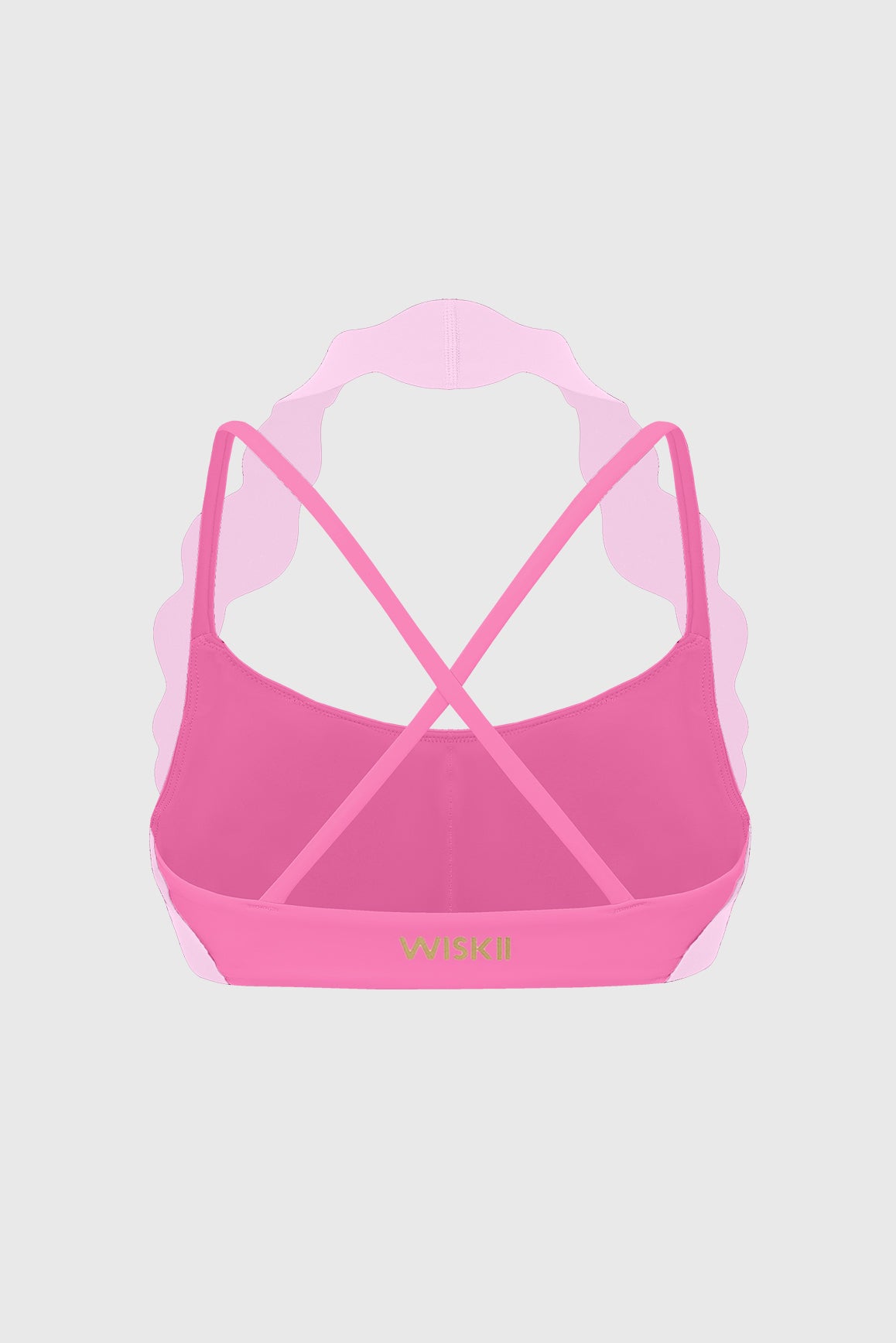 WISKII scallop-halter contrast tank bra with scalloped edges, soft fabric, and adjustable straps, designed for comfort and style.