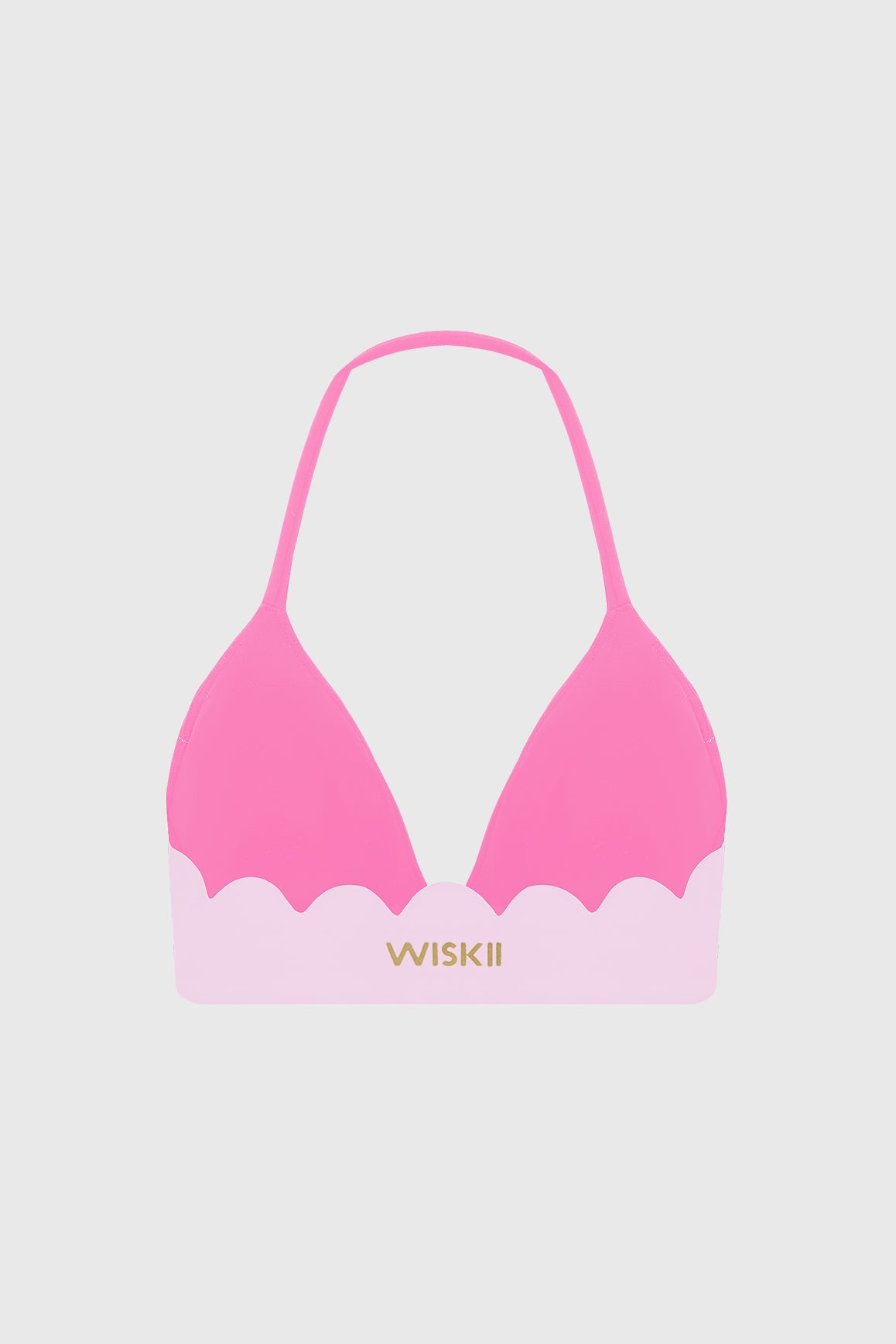 WISKII scallop contour halter sports bra in black featuring scallop detailing and supportive design for active wear.