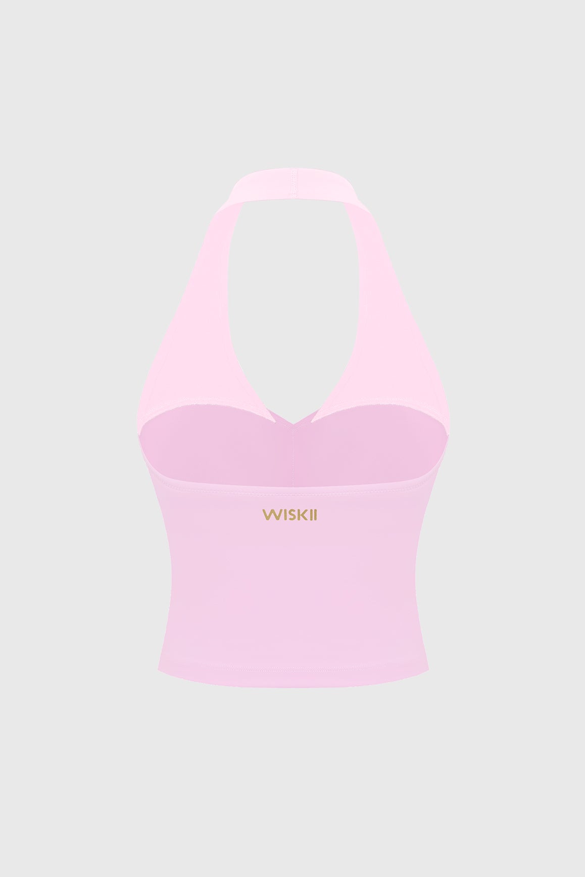 WISKII Riviera Contrast Halter Tank Bra showing a black and white color-block design with halter straps and smooth fabric.