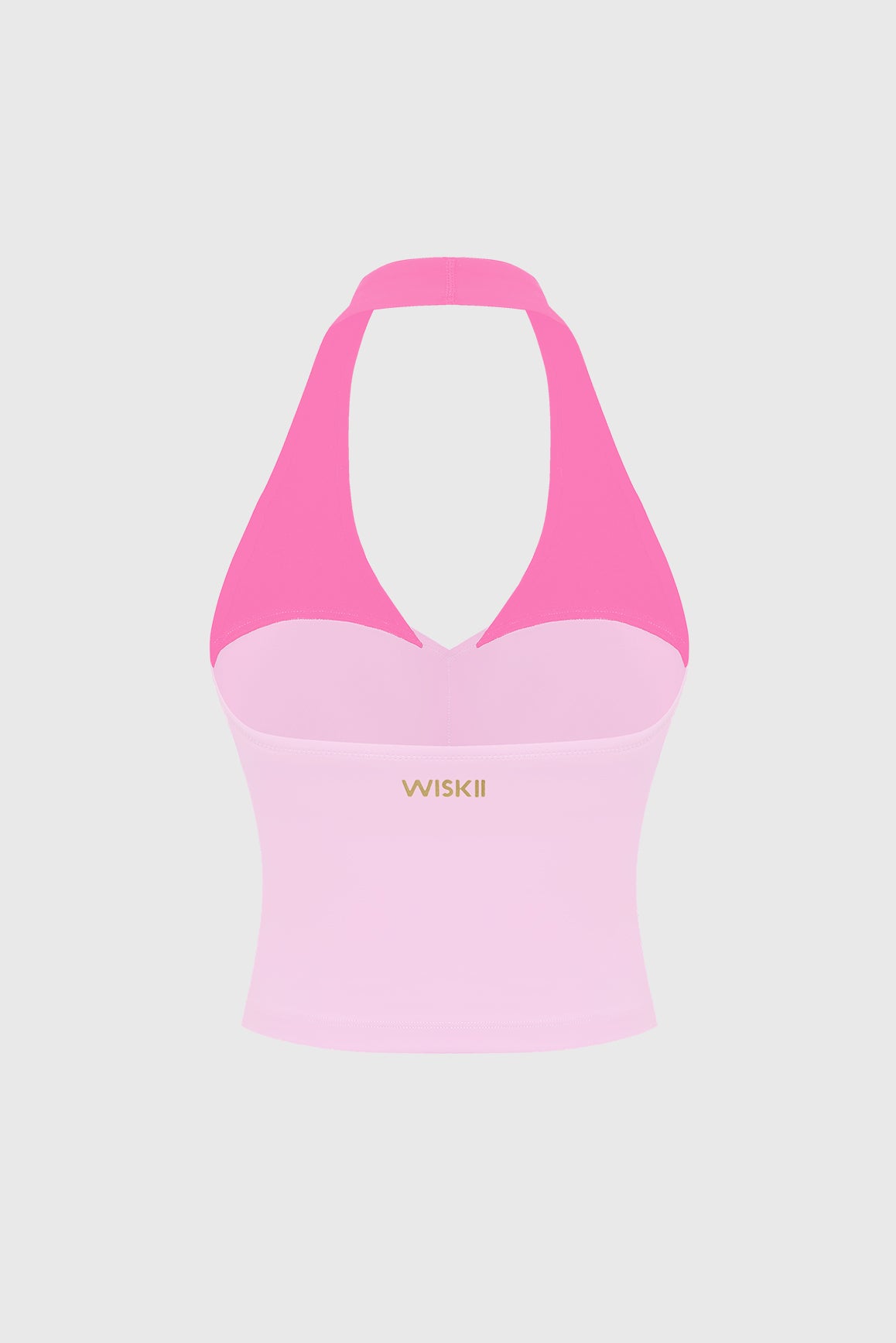 WISKII Riviera Contrast Halter Tank Bra in black and white, featuring a stylish halter design and seamless fit.