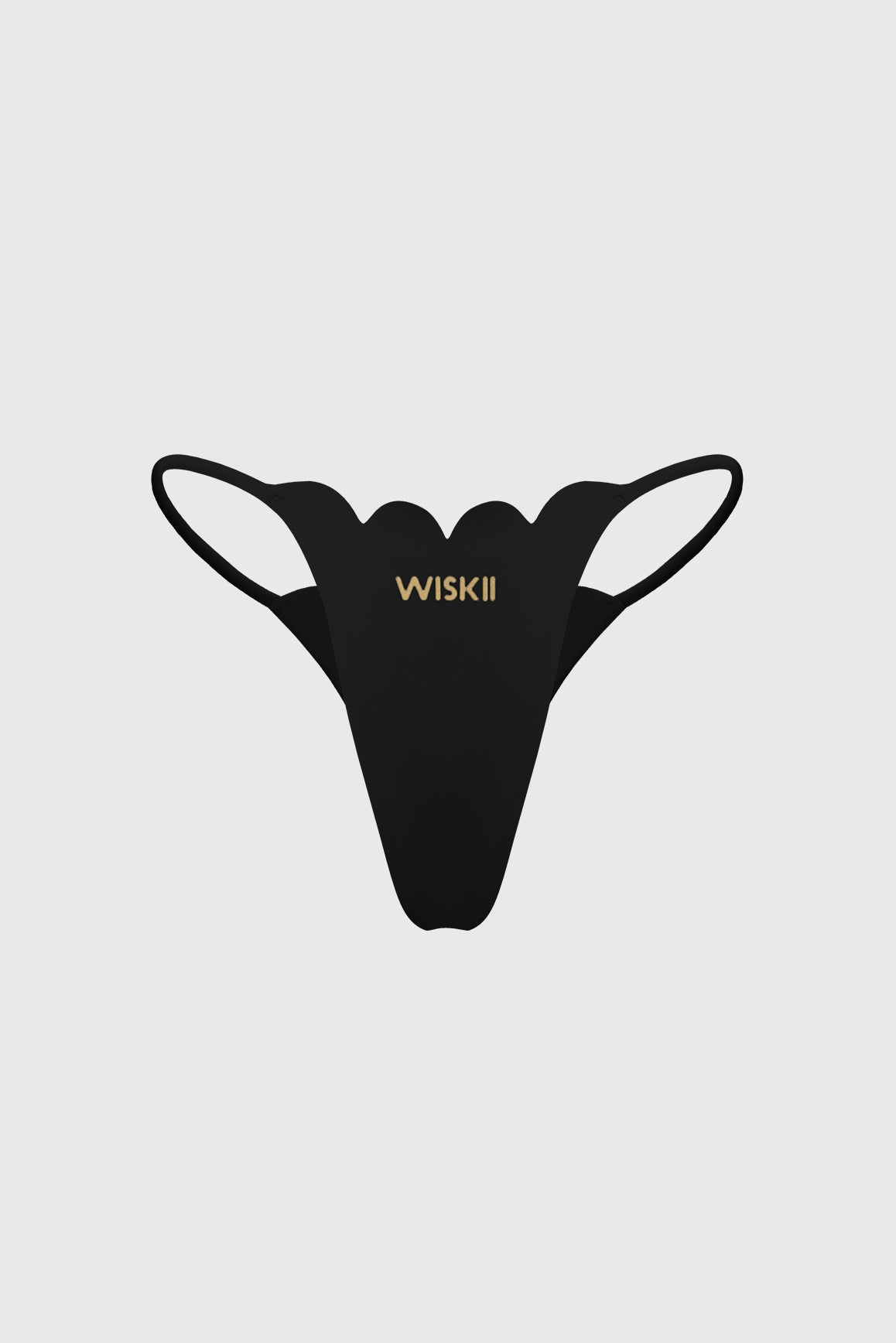WISKII scallop high-leg bikini bottom in vibrant color, showcasing its stylish, high-cut design and scalloped edge detail.