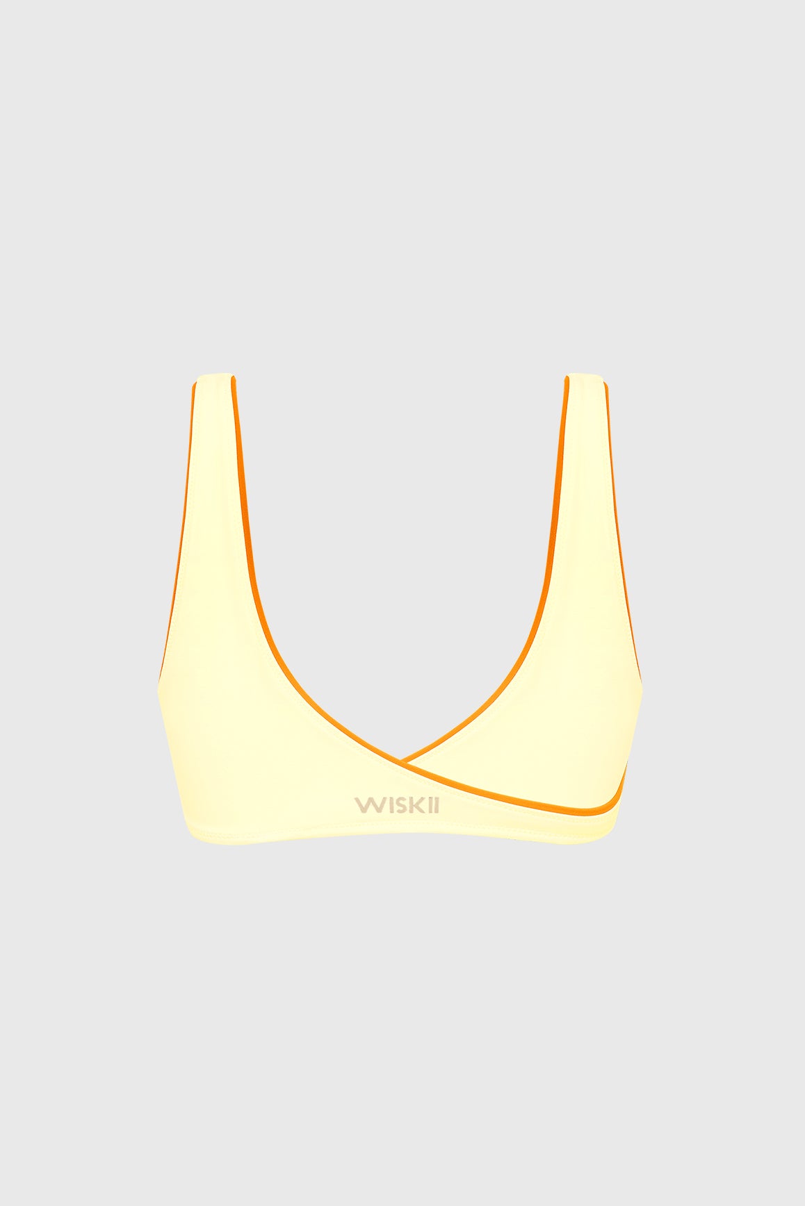WISKII Riviera Contrast Piping Sports Bra in black with white piping, featuring a supportive fit and breathable fabric for active wear.