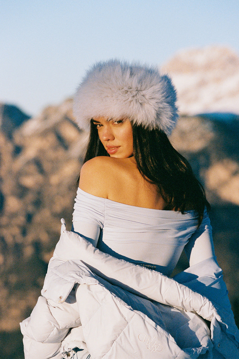 Long Sleeve Off Shoulder Pleated Bodysuit