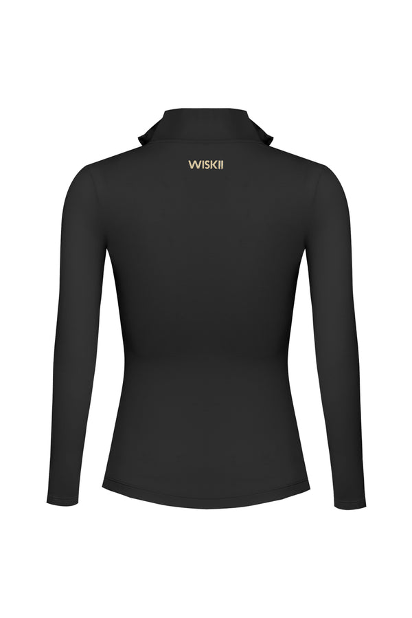 a Black Long Sleeve Half Zip Top | WISKII Active | Black